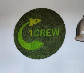Circular logo from preserved moss for 1Crew